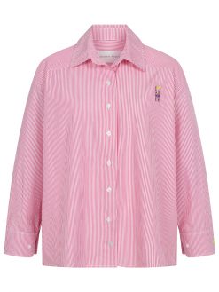Popeline Bluse mit Streifen in rosa