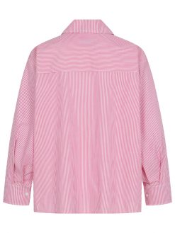 Popeline Bluse mit Streifen in rosa Rückansicht