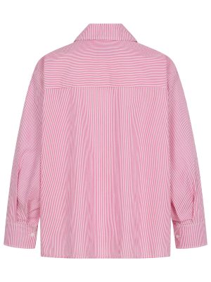 Popeline Bluse mit Streifen in rosa Rückansicht