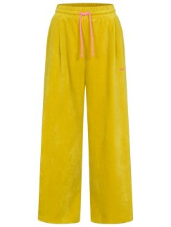 Lange Hose velour gelb Vorderansicht