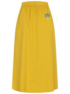 Popeline Rock in gelb Rückansicht