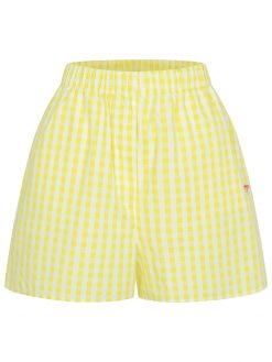 Gelb karierte Popeline Shorts