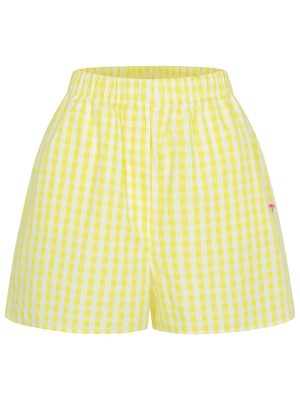Gelb karierte Popeline Shorts