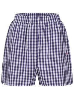 Lila karierte Shorts aus Popeline