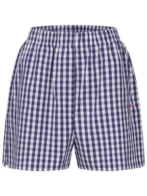 Lila karierte Shorts aus Popeline