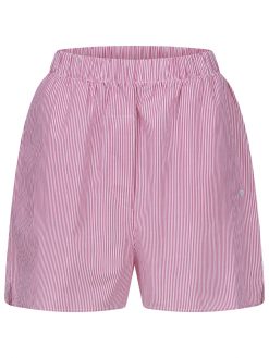 Gestreifte Popeline Shorts in Rosa