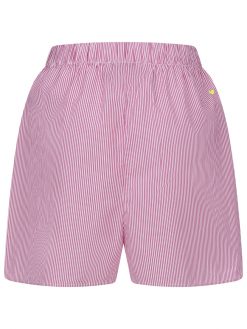 Gestreifte Popeline Shorts in Rosa Rückansicht