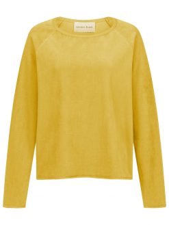 Sweatshirt velour senfgelb Vorderansicht