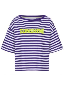 T-shirt mit lila Streifen und Sunshine flock