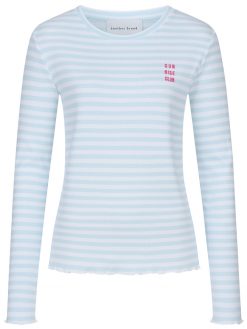 Rib Longsleeve hellblau-weiß mit Sunrise Stickerei