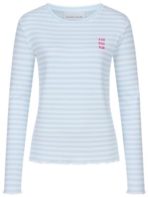 Rib Longsleeve hellblau-weiß mit Sunrise Stickerei