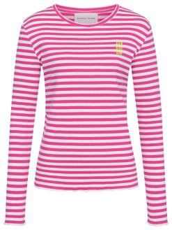 Rib Longsleeve pink-weiß