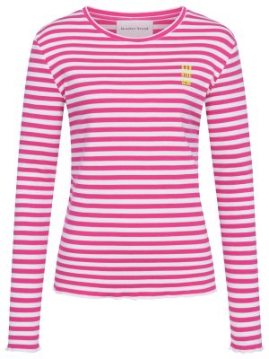 Rib Longsleeve pink-weiß