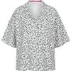 Frottée Hemd mit Leo Print in weiss