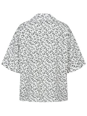 Frottée Hemd mit Leo Print in weiss Rückansicht