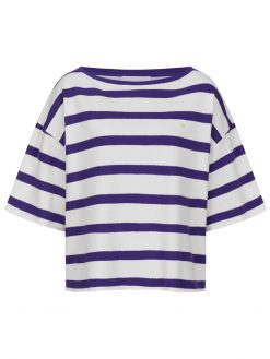 Kurzarm Sweatshirt mit Streifen in lila