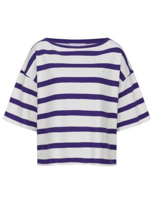 Kurzarm Sweatshirt mit Streifen in lila