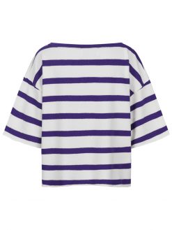 Kurzarm Sweatshirt mit Streifen in lila Rückansicht