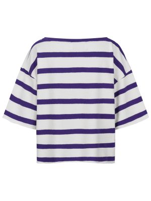 Kurzarm Sweatshirt mit Streifen in lila Rückansicht