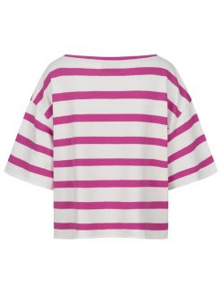 Kurzarm Sweatshirt mit Streifen in pink Rückansicht