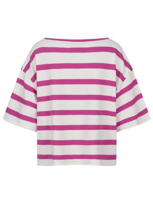 Kurzarm Sweatshirt mit Streifen in pink Rückansicht