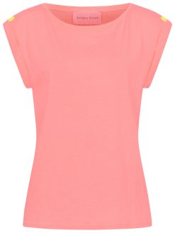 T-Shirt mit turn-up Ärmel in apricot