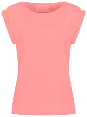 T-Shirt mit turn-up Ärmel in apricot