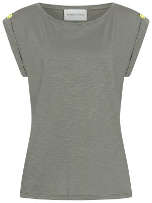 T-Shirt mit turn-up Ärmel in grau