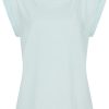 T-Shirt mit turn-up Ärmel in eisblau
