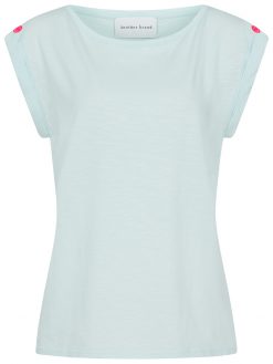 T-Shirt mit turn-up Ärmel in eisblau