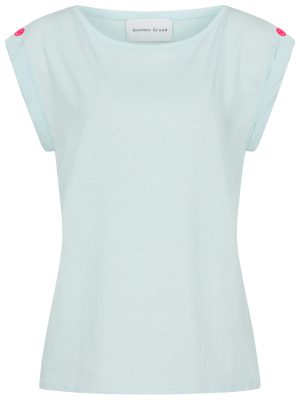 T-Shirt mit turn-up Ärmel in eisblau