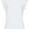 T-Shirt mit turn-up Ärmel in weiss