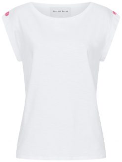 T-Shirt mit turn-up Ärmel in weiss