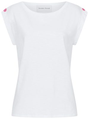 T-Shirt mit turn-up Ärmel in weiss