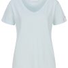 Hellblaues V-Neck T-shirt mit Slub Yarn Struktur