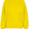 Gelber Kaschmir Pullover in Netzoptik mit Palmenintarsien