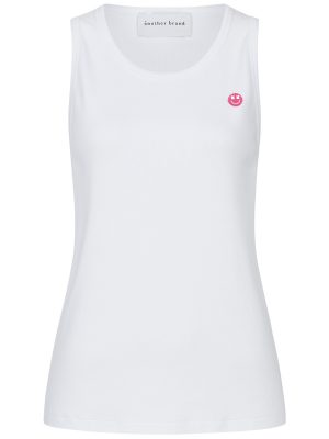 Rib Top in weiss mit Smiley