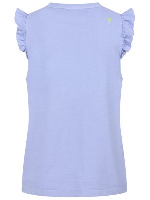 Top mit Ruffles in flieder Rückansicht