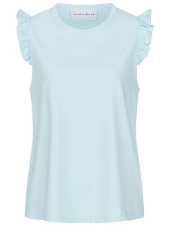 Top mit Ruffles in eisblau