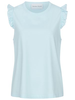 Top mit Ruffles in eisblau