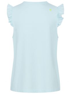 Top mit Ruffles in eisblau Rückansicht