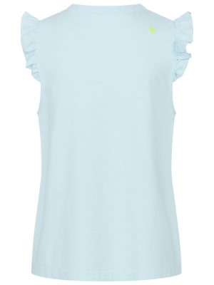 Top mit Ruffles in eisblau Rückansicht