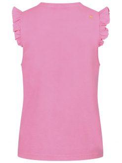 Top mit Ruffles in neon pink Rückansicht