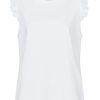 Top mit Ruffles in weiss
