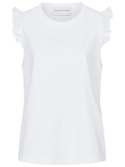 Top mit Ruffles in weiss