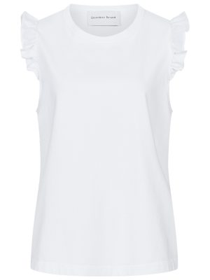 Top mit Ruffles in weiss
